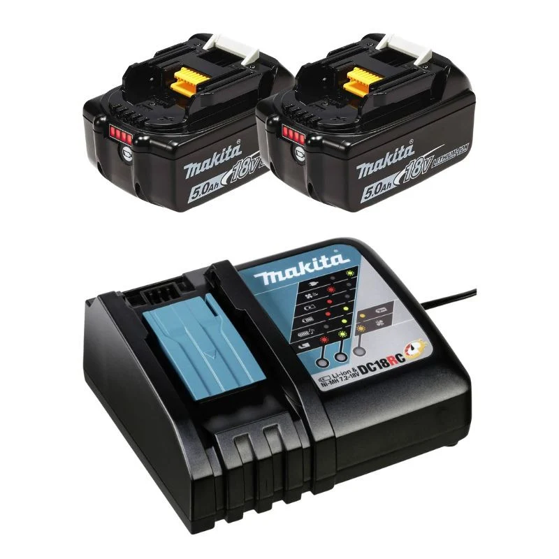Pack Énergie 2 batteries 5,0 Ah BL1850B + 1 chargeur foudroyant DC18RC MAKITA - en carton