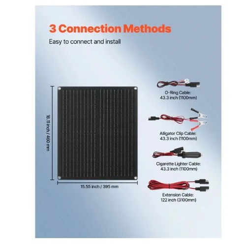 Porte-bagages scooter 20W 12V Solar Panel Battery Charger, Solar Battery Trickle Charger Maintainer