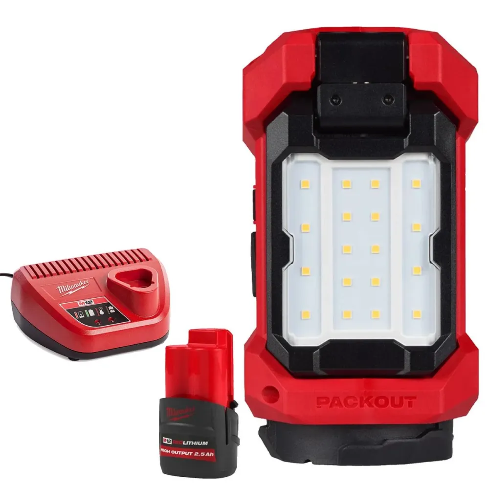 Support smartphone Milwaukee M12ALIP-0 12V Individuel Cleat Packout Task Light 1 x 2.5Ah Battery & Charger
