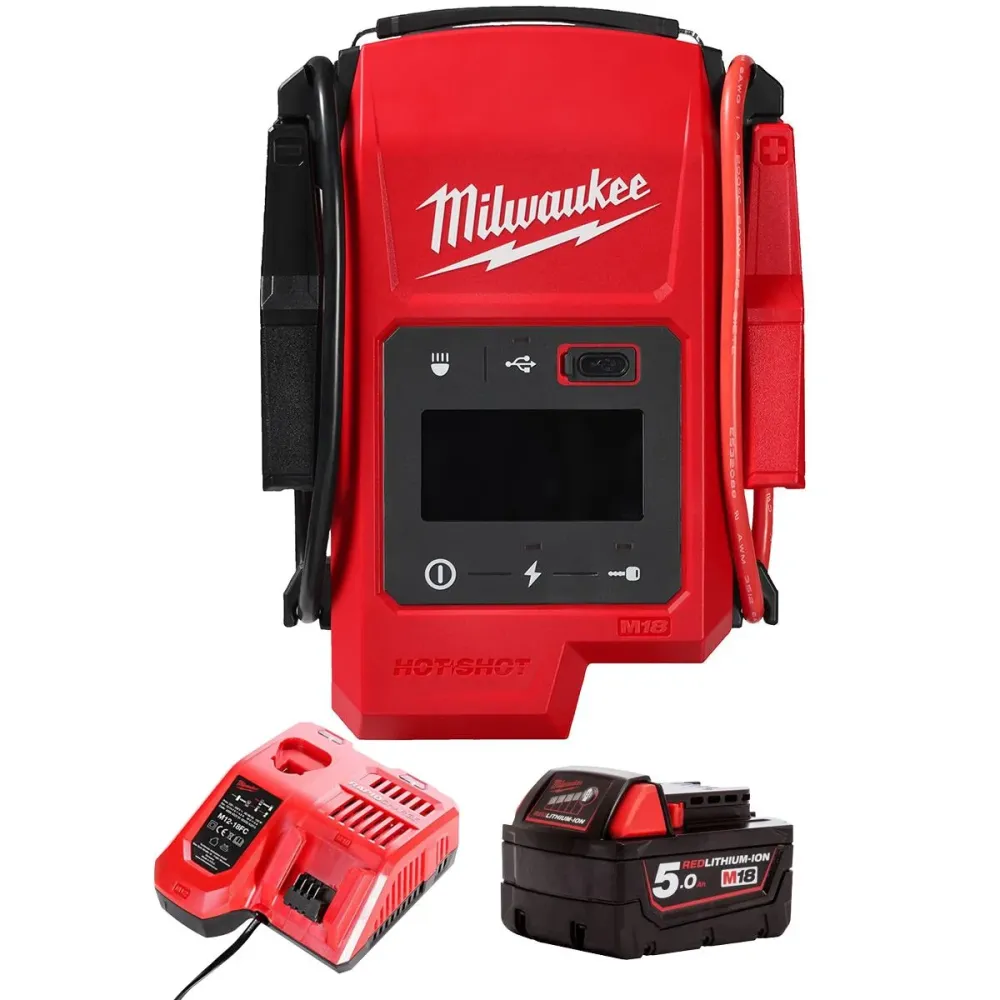 Support smartphone Milwaukee M18JS2000-0 18V Jump Starter 1 x 5.0Ah Battery & Charger