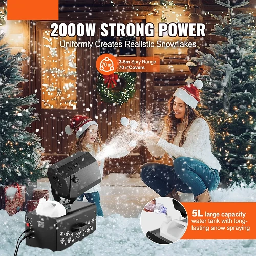 2000W Wireless Remote Swing Snow Making Machine Wireless Remote & Swing Function Noir jais