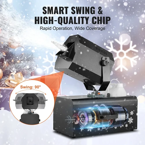 2000W Wireless Remote Swing Snow Making Machine Wireless Remote & Swing Function Noir jais