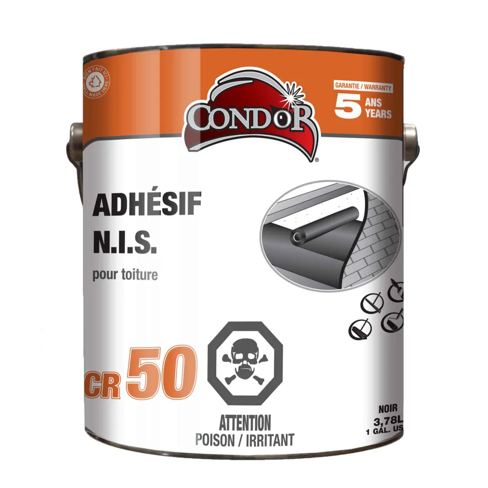 Adhésif N.I.S. CR 50 pour toiture, 3,78 L avec système antivol