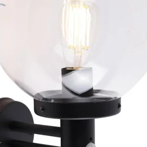 Applique d'extérieur noire avec verre voir à travers avec détecteur de mouvement - Sfera