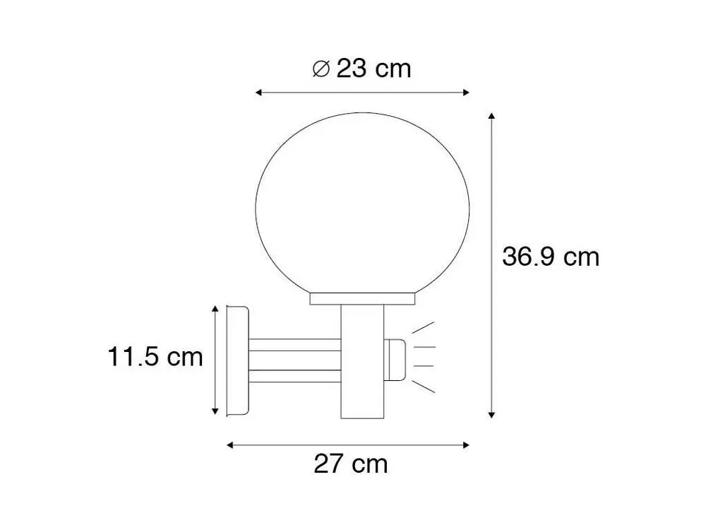 Applique d'extérieur noire avec verre voir à travers avec détecteur de mouvement - Sfera
