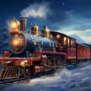 Toile de Fond Aventure en Train sous la Neige de Noël BRP8-119