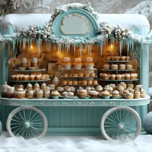 Toile de fond Chariot à Glace et Neige de Noël RR8-46