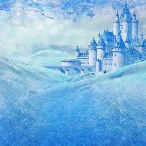 Toile de fond de château de neige de glace d'hiver pour la photographie S-3108