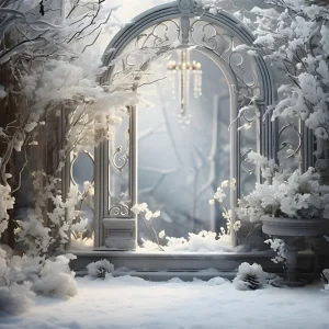 Toile de fond de Merveille de Neige avec Arbre de Noël RR7-852