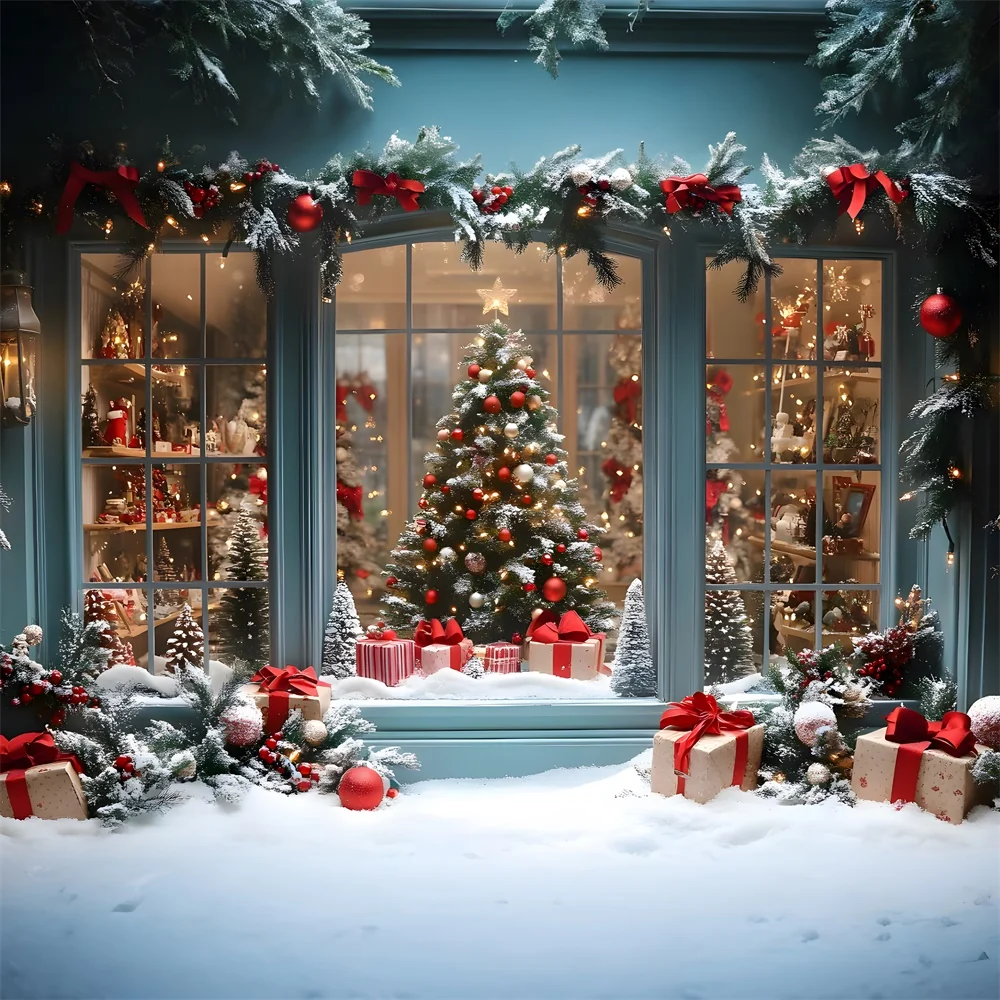 Toile de fond Vitrine de Magasin Neige de Noël RR8-58