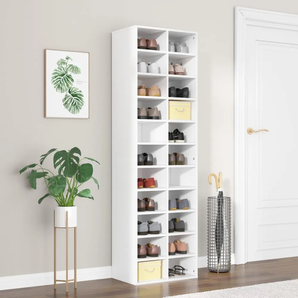 Armoire à chaussures Blanc 54x34x183 cm Bois d'ingénierie pour Motoneige