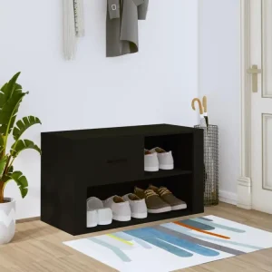 Armoire à chaussures Noir 80x35x45 cm Bois d'ingénierie pour Quad et SSV