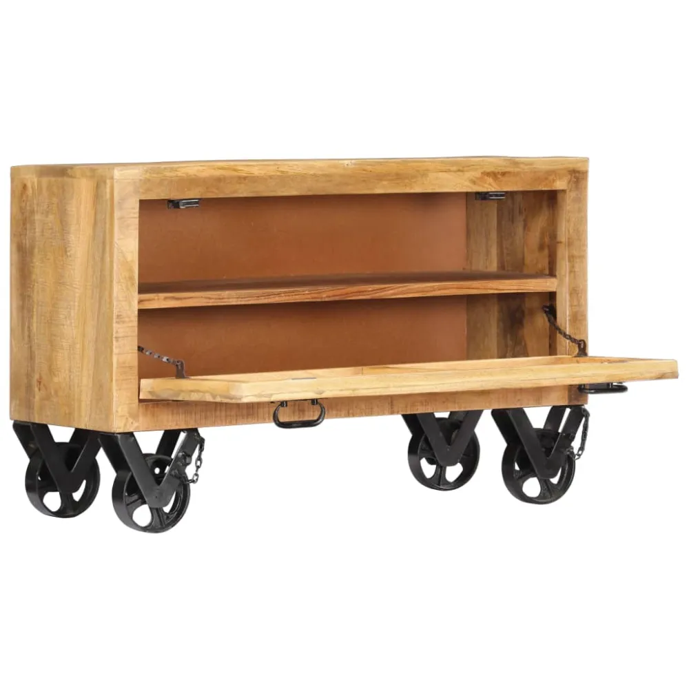 Armoire à chaussures range chaussures rangement meuble entrée couloir salon 86 x 35 x 55 cm bois de manguier durable brun...