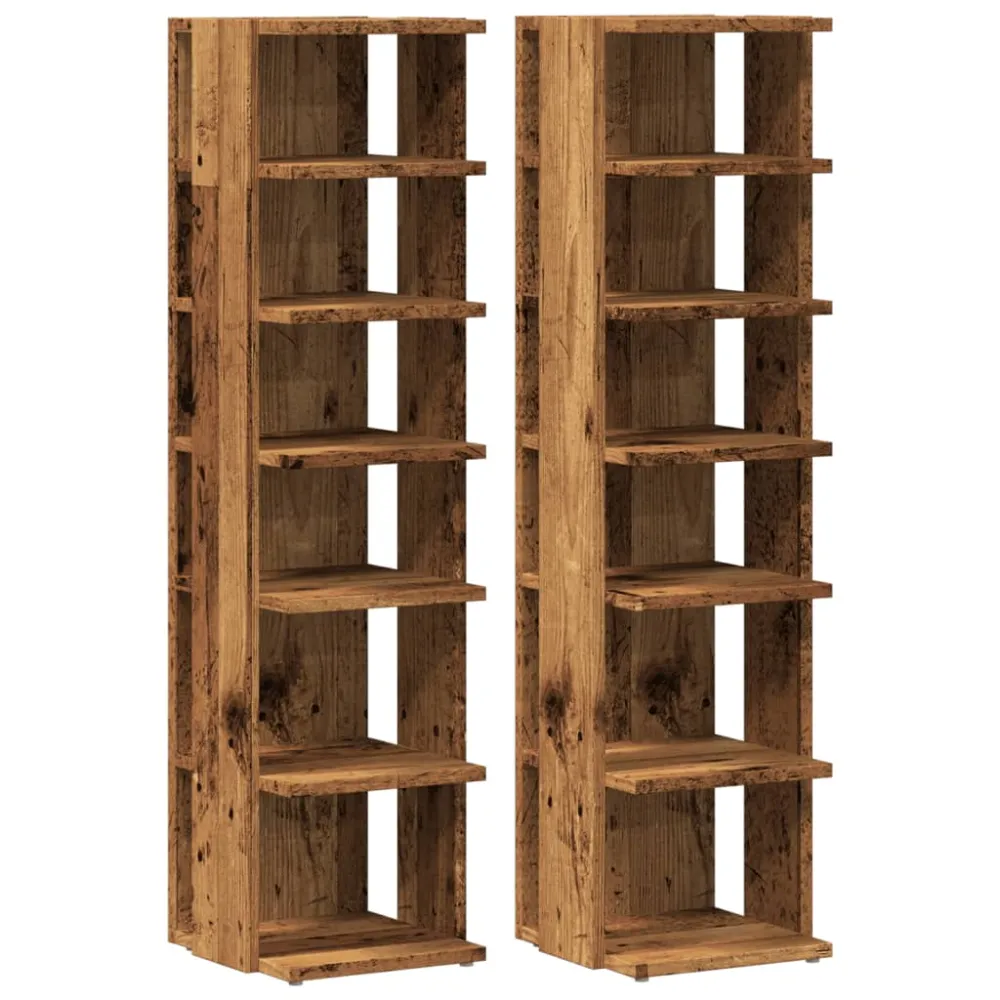 Filet de sécurité Armoires à chaussures range chaussures rangement meuble entrée couloir salon lot de 2 vieux bois bois d'...
