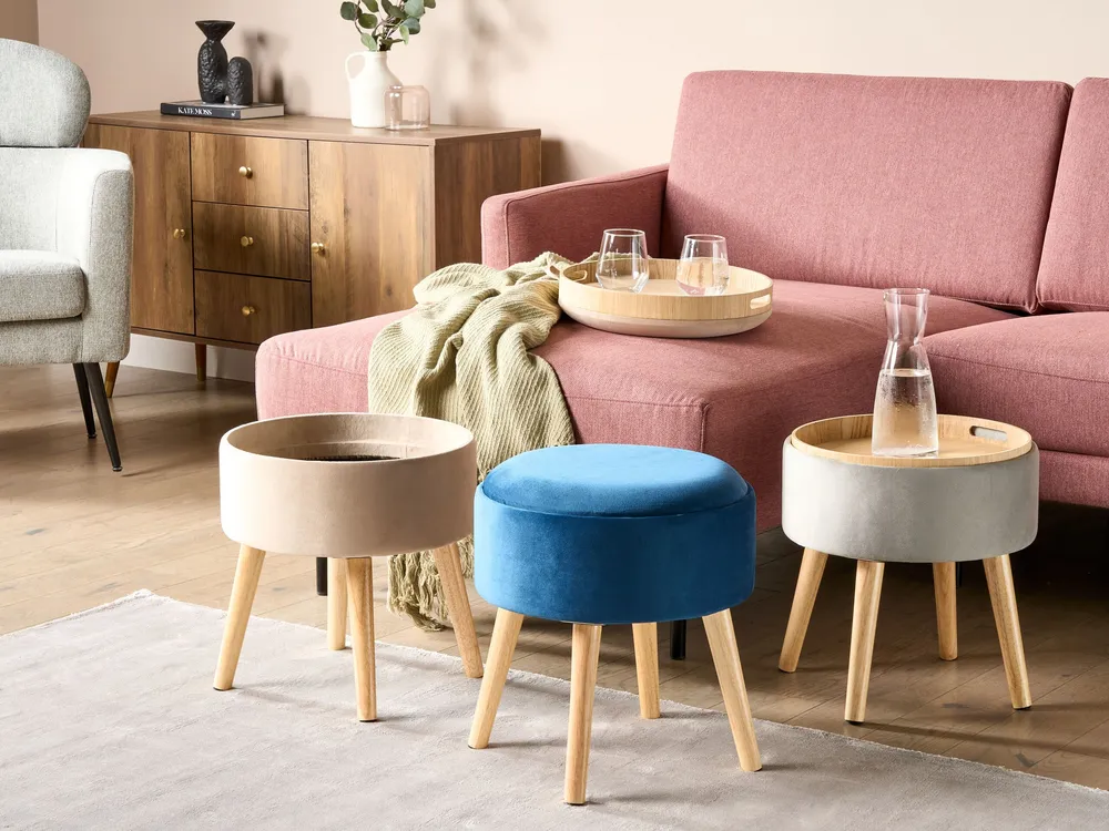 Filet de sécurité Velours Storage Stool Blue NEELY
