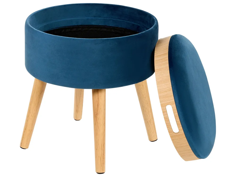 Filet de sécurité Velours Storage Stool Blue NEELY