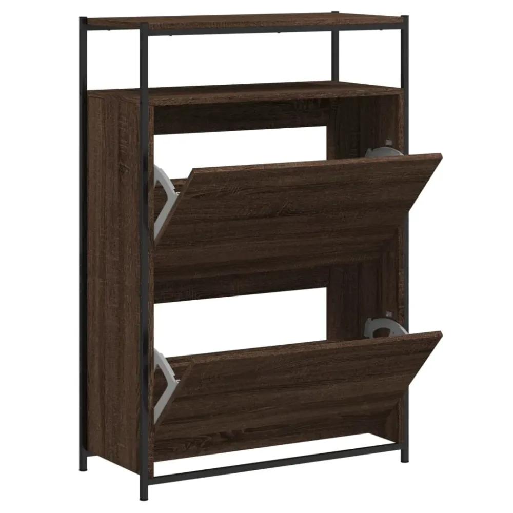 Meuble à chaussures 75 x 34 x 112 cm bois d'ingénierie marron 02_0043415