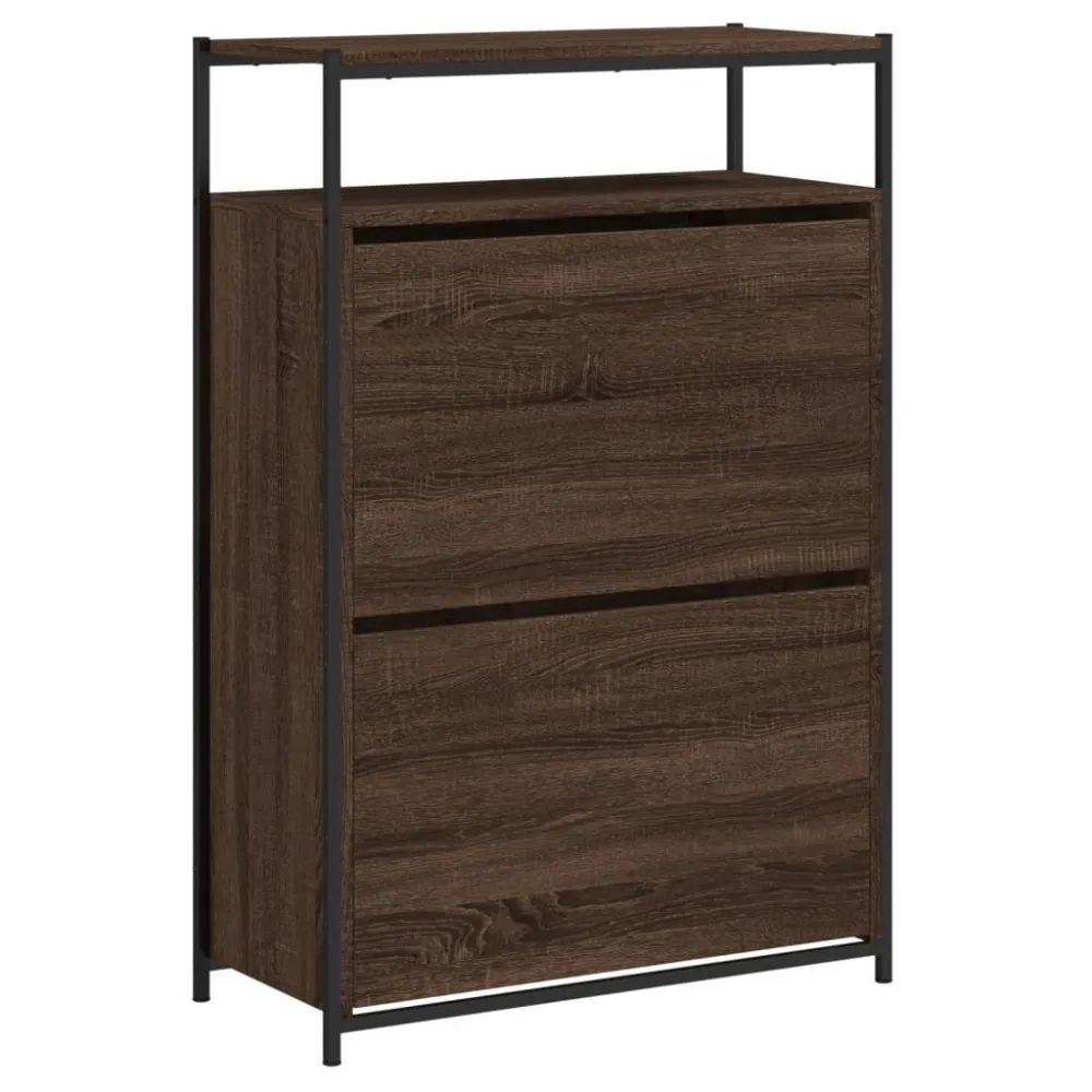 Meuble à chaussures 75 x 34 x 112 cm bois d'ingénierie marron 02_0043415