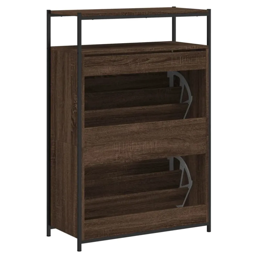 Meuble à chaussures 75 x 34 x 112 cm bois d'ingénierie marron 02_0043415