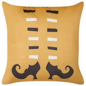 Panne Cushion Witch Shoes Pattern 45 x 45 cm Orange COVASNA