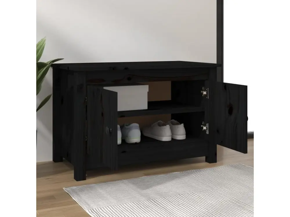 Professionnel Armoire à chaussures Noir 70x38x45,5 cm Bois de pin massif