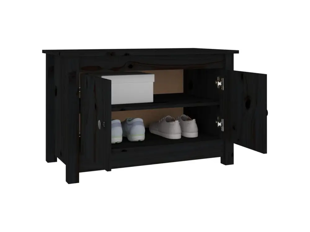 Professionnel Armoire à chaussures Noir 70x38x45,5 cm Bois de pin massif