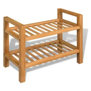 Protection pare-brise Étagère à chaussures avec 2 étagères 49,5x27x40 Chêne massif