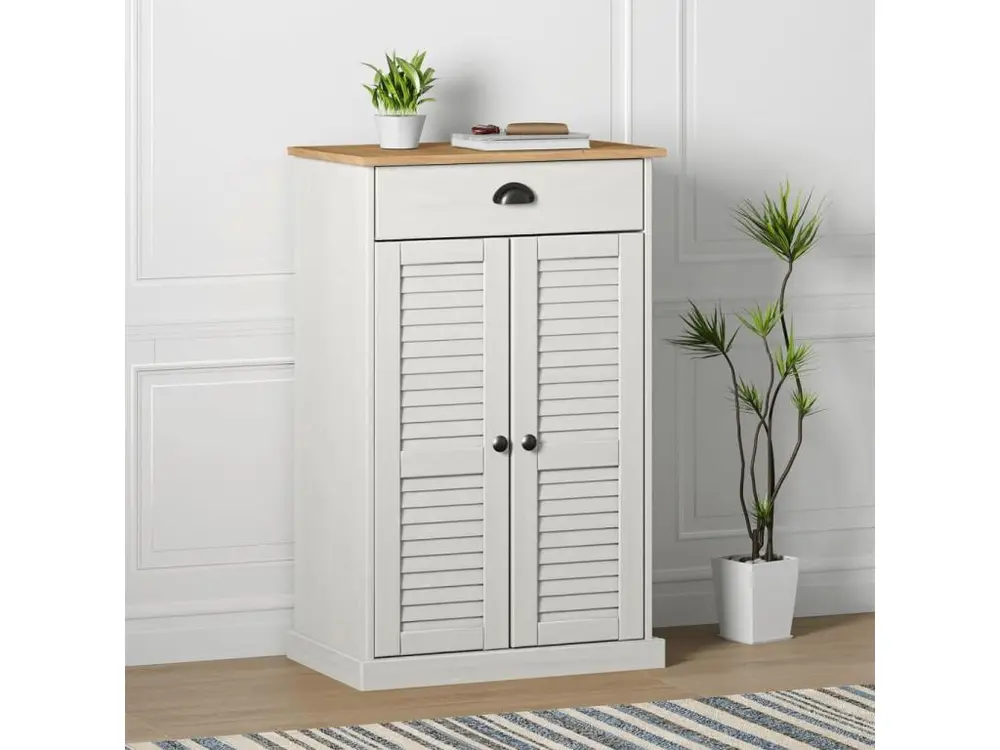Protection Quad Armoire à chaussures VIGO blanc 60x35x96 cm bois massif de pin