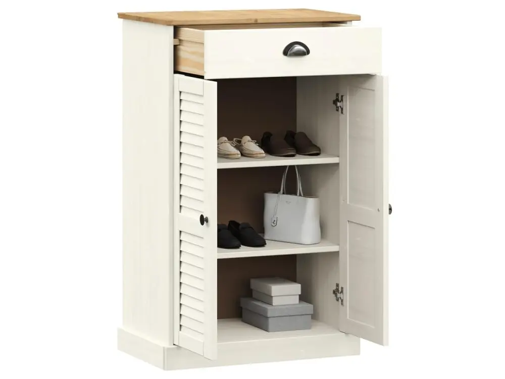 Protection Quad Armoire à chaussures VIGO blanc 60x35x96 cm bois massif de pin