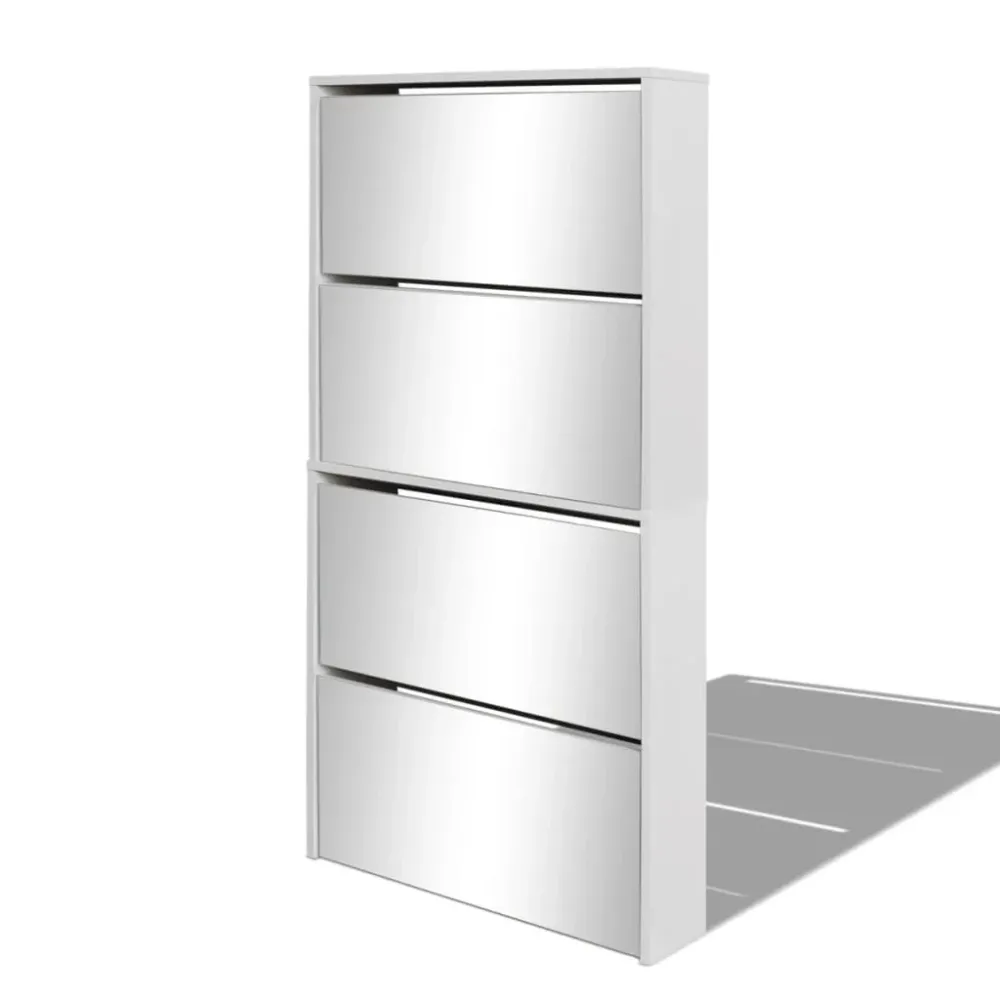 Protection thermique Meuble à chaussures 4 étagères et miroir 63 x 17 x 134 cm blanc 02_0043395