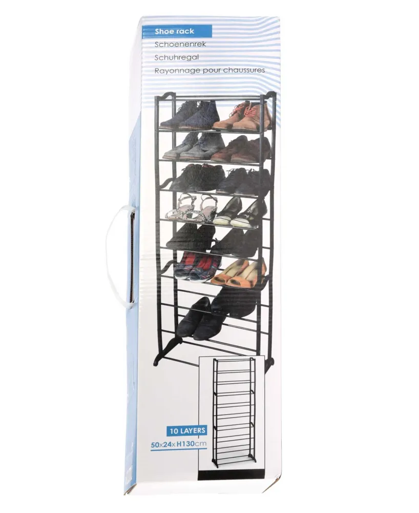 Storage Solutions 10 Layers Shoe Rack - Noir jais en Polyester renforcé