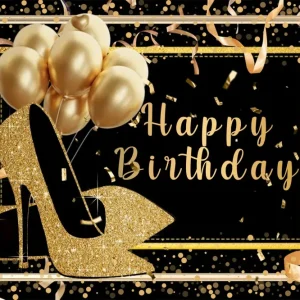Toile de fond Ballon Anniversaire Taillé sur mesure Chaussures Dorées BRR12-58