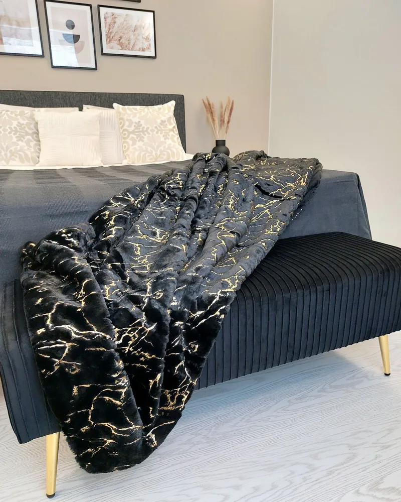 Velours Bedroom Bench Black PATERSON - Conforme aux Normes