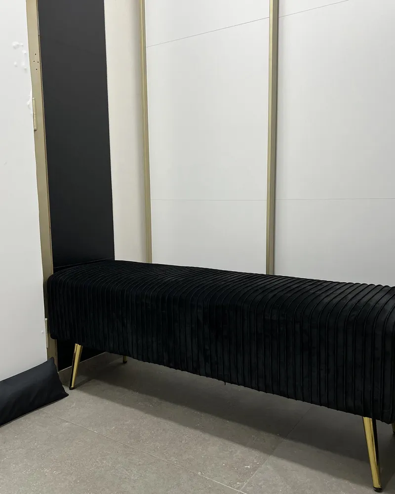 Velours Bedroom Bench Black PATERSON - Conforme aux Normes