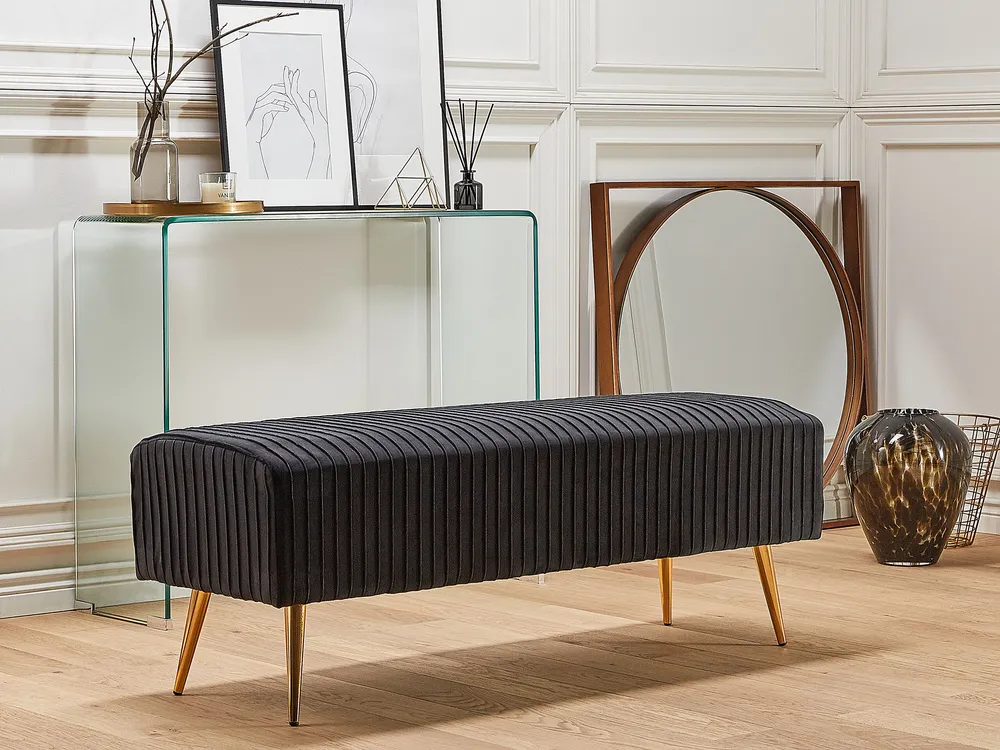 Velours Bedroom Bench Black PATERSON - Conforme aux Normes
