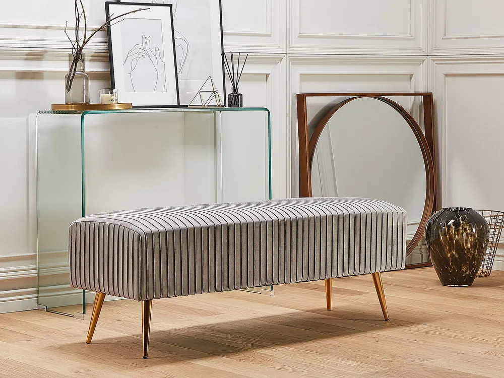 En velours Bedroom Bench Grey PATERSON