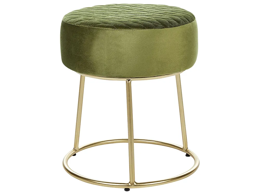 En velours Footstool Olive Green DELCO