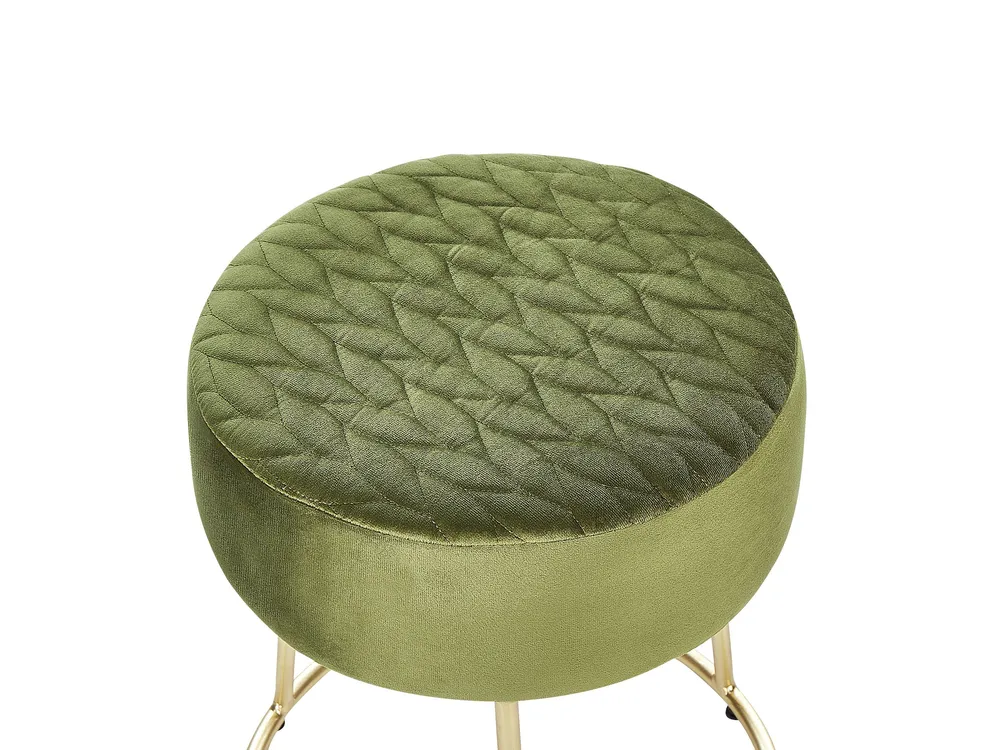 En velours Footstool Olive Green DELCO
