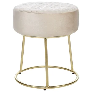 Velvet Footstool Light Naturel DELCO avec Revêtement imperméable