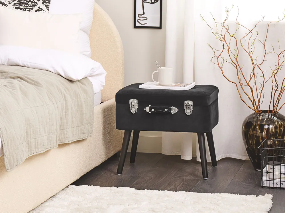 Velvet Storage Stool Noir jais MALLARD