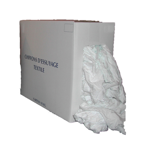 Chiffon textile blanc - carton de 10 kg - vêtement - COMPAS ALAIN en acier chromé