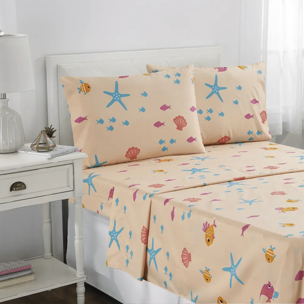 Microfibre -Coralia- Turquoise Sheet Set