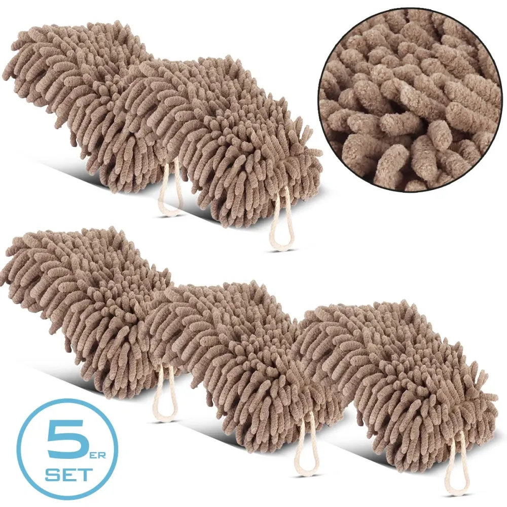 Tissu de nettoyage de chenille en acier dans une éponge de microfibre à 5 set 19 x 13 cm | Tissu de microfibre | Auto -wam...