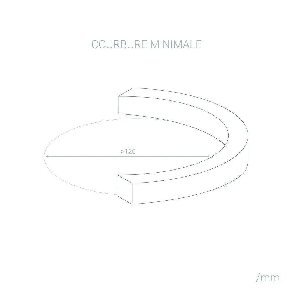 Tube néon adaptable LED dimmable 7.5W/m 220V AC 120 LED/m 50m semi-circulaire 180° jaune IP67 découpe 100cm