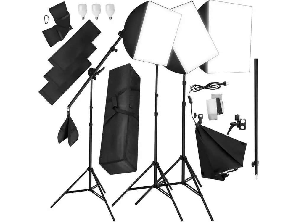 Kit éclairage studio 3 Lampes + Softbox + Trépieds Pour des prises d'intérieur et d'extérieur