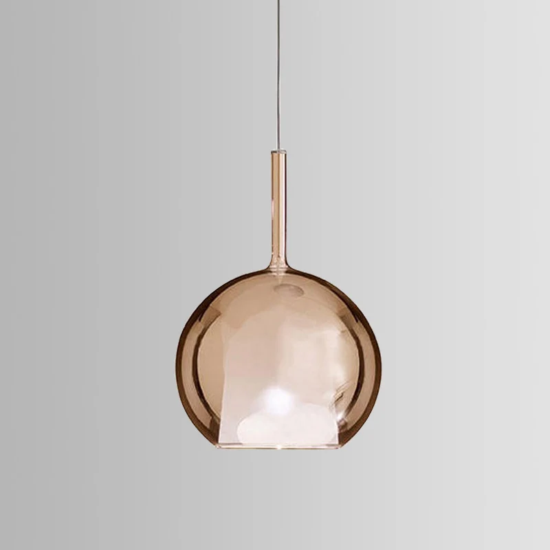 Luminaire suspendu globe contemporain en verre cognac, kit d'éclairage suspendu à 1 lumière pour salle à manger, 6"/8"/10"...