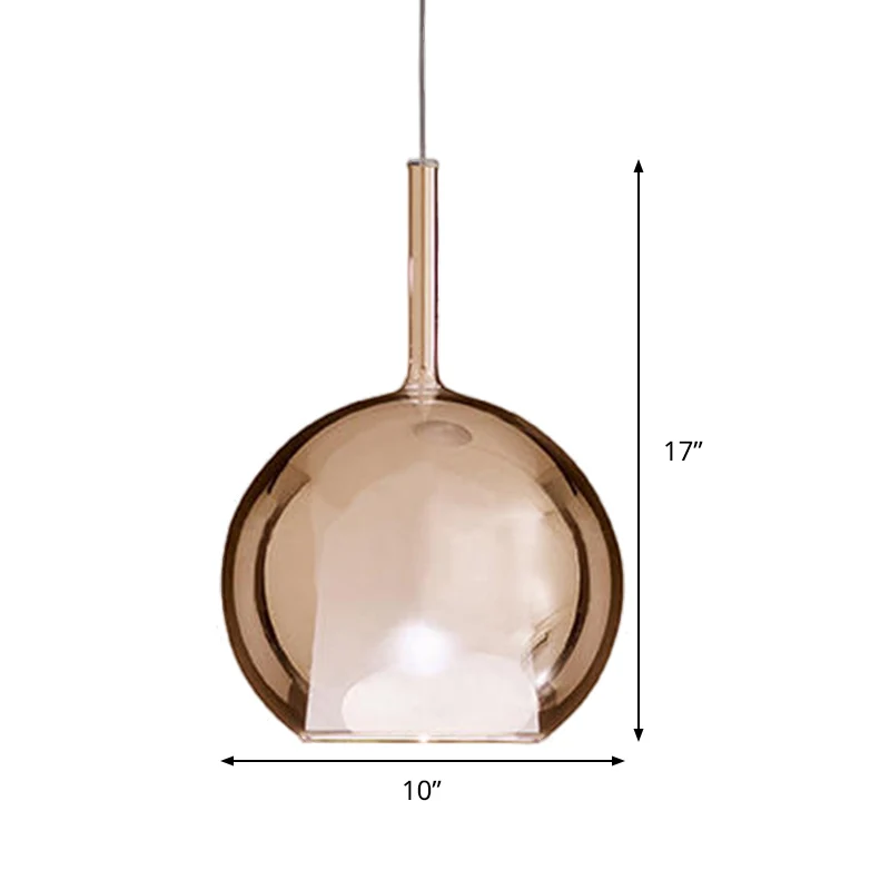 Luminaire suspendu globe contemporain en verre cognac, kit d'éclairage suspendu à 1 lumière pour salle à manger, 6"/8"/10"...