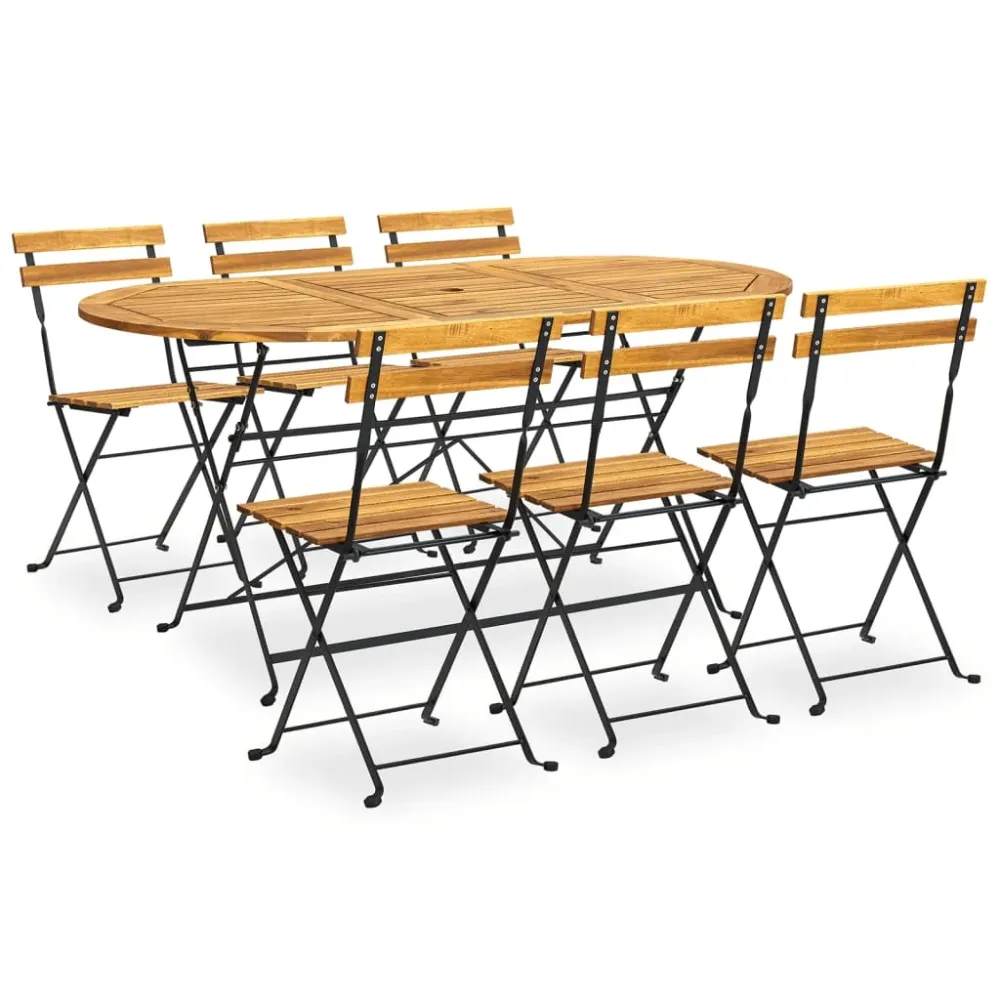 Mobilier à dîner salon de jardin d'extérieur pliable 7 pièces bois d'acacia stable 02_0014716