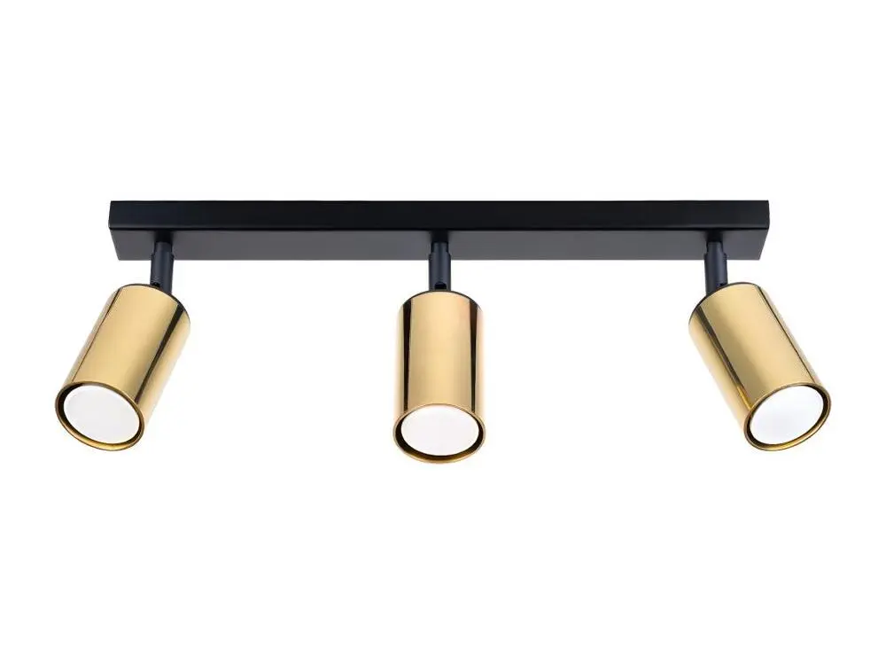 Plafonniers actuel en acier - 3 sources lumineuses - L.45 x H.18,5 cm - or noir