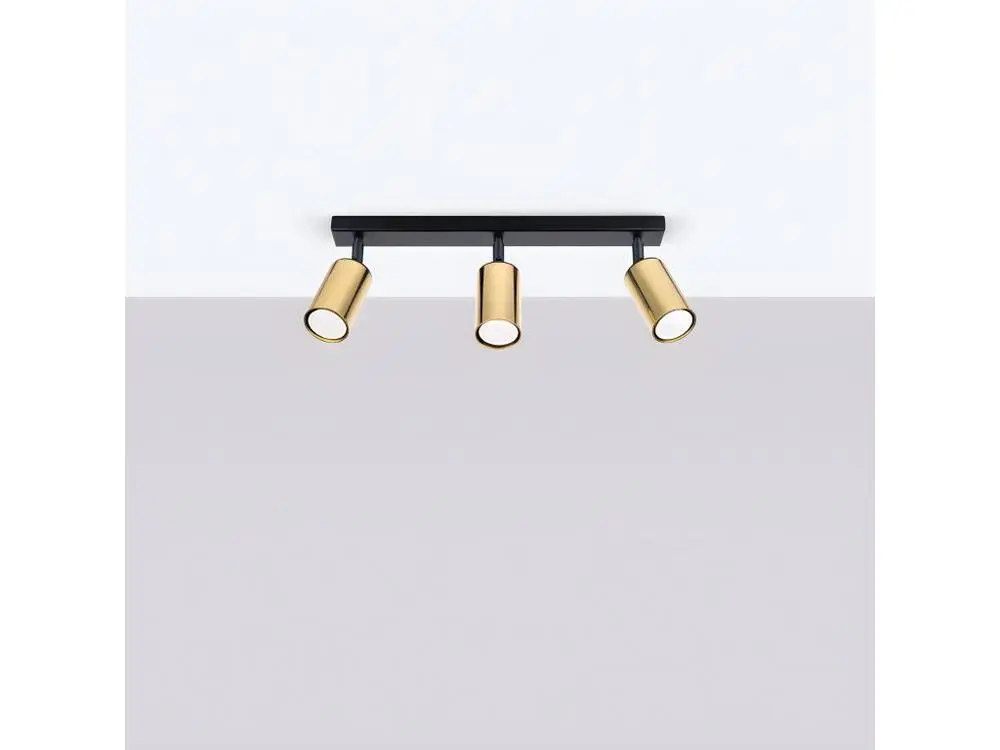 Plafonniers actuel en acier - 3 sources lumineuses - L.45 x H.18,5 cm - or noir